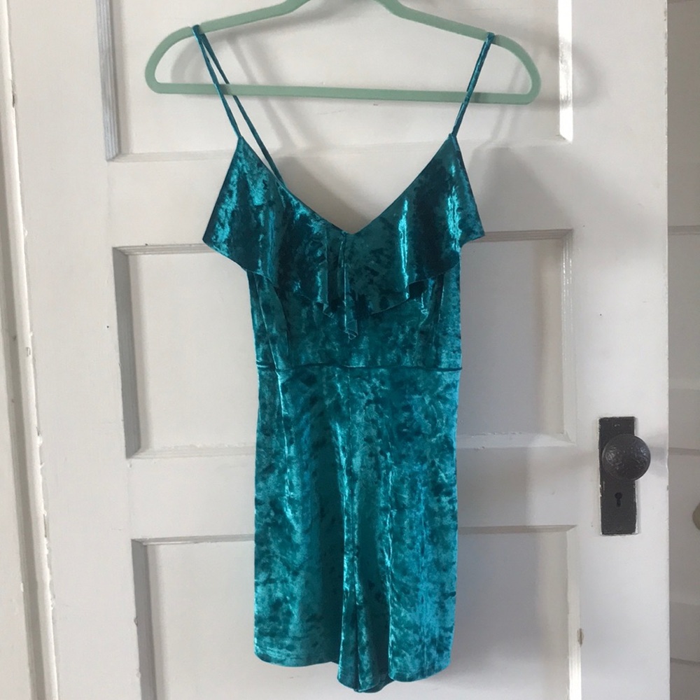 blue velvet romper